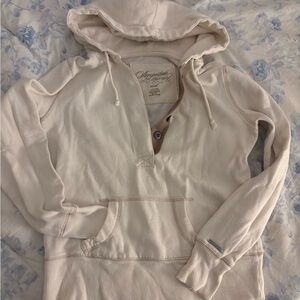 Aeropostale Off-White Hoodie with Button Accents